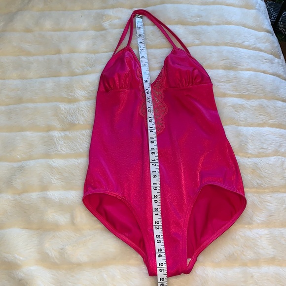 Vintage 70s 80s Striking hot pink Fuschia backless one piece swimsuit b cup - Picture 12 of 15